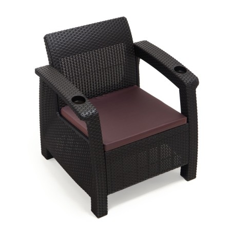 Roatan chair, with cup holders, 73x70x79 cm, mocko color, with a brown pillow-1