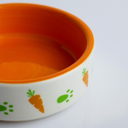 Ceramic bowl with carrots 100 ml 8.8 x 8.8 x 3 cm, orange-white-3