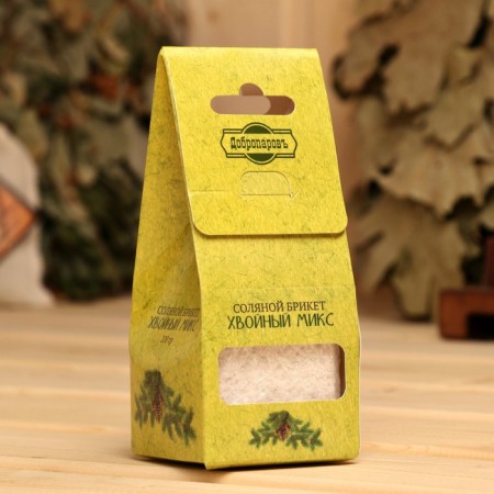 Salt briquette Cube "coniferous mix" 200 g "Dobroparov" fir, pine, spruce-2