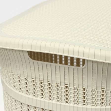 Besnaya basket with a lid "Knitting", 55 l, 45 × 36 × 57 cm, color white rattan-3