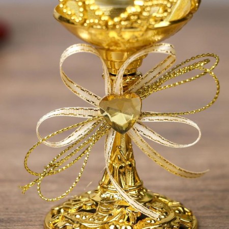 Climber Plastic, glass for 1 candle "Heart and Bant" Gologa Gold 12.5x6.3x6.3cm-5