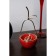 Souvenir ceramics, metal stand "pear" red with gold 8x8x17 cm