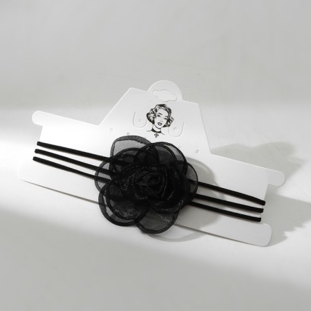 Choker "Tango" flower on threads, black color, 30cm