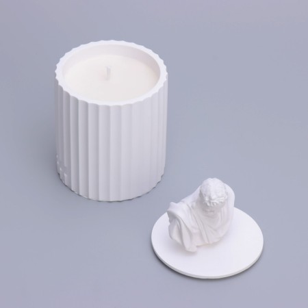 Candle in concrete Aromatic "Michelangelo", 13x7 cm, blue bells, soy wax, 160 g-3