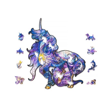Wooden puzzle "Unicorn", size S - 17.9 × 21.8 cm, 100 parts-1