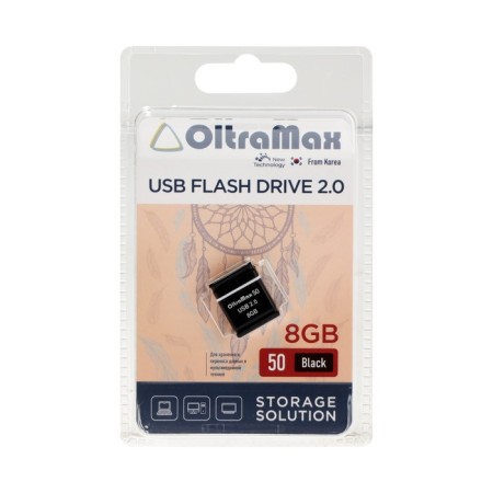 Флешка OltraMax 50, 8 Гб, USB2.0, чт до 15 Мб/с, зап до 8 Мб/с, чёрная-1