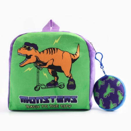 Baby plow -checker with a purse "Dinosaur", 24*24 cm, purple color-1