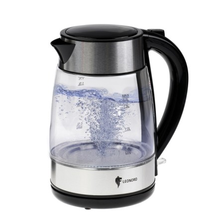 Electric kettle Leonord Le-1513, glass, 1.7 l, 2200 watts, silver