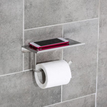 Holder for toilet paper with a shelf, 7.5 × 18 × 10 cm, stainless steel-1
