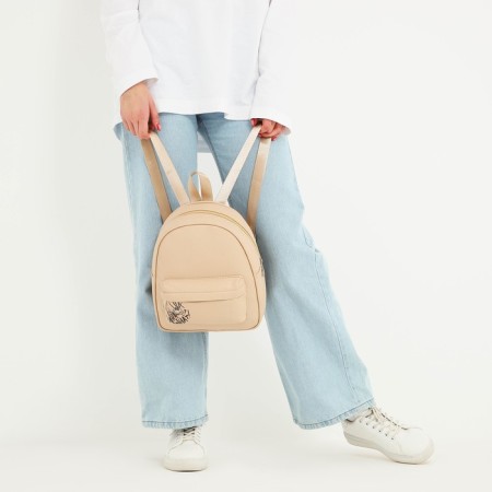 School backpack of artificial leather with pocket What that 27x23x10 cm-3