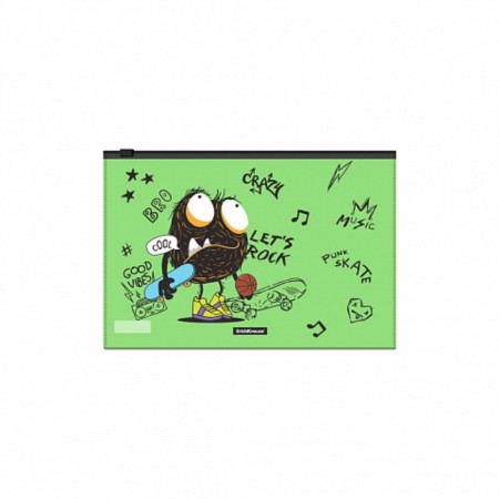 Folder envelope on ZIP-Molniya B5 (289x214 mm), 180 μm, Erichkrause Funny Monsters, translucent, mix-2