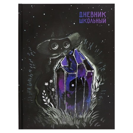 Diary of a solid cover 1-11 grade 48 sheets, "Crystal", cover cardboard 7BC, matte lamination, selective UV-lame, cheat sheet