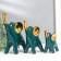 Souvenir ceramics "Elephants - Green Gloss" gold set 3 pcs 9x11; 10.5x15.5; 12.5x19 cm