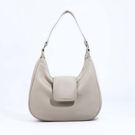 Load bag with zipper, external pocket, long belt, gray-beige color