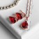 Set 2 objects: earrings, pendant "Edel" drop -driving, red color in gold, 45 cm