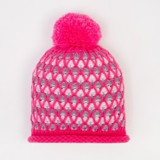 A hat for a girl, the color is bright pink/light gray, size 52-54
