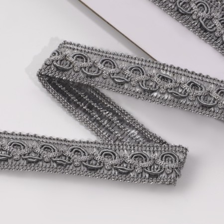 Decorative braid "Snake", 15 mm, 10 ± 1 m, silver color-1
