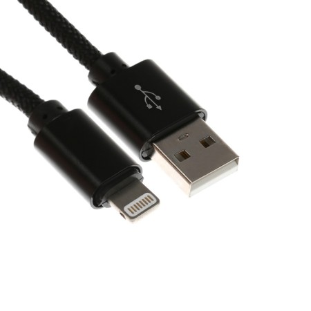 Lightning cable - usb, 2.1 a, nylon braid, 1 meter, black