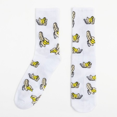 Male socks "Banans" size 41-44 (27-29 cm), white color