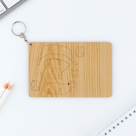 Key keychain wooden designer "Black cat", 6.8 x 5.9 cm-5