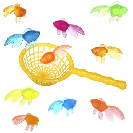 A set of bath toys "10 fish and net", 11 pcs, crush me