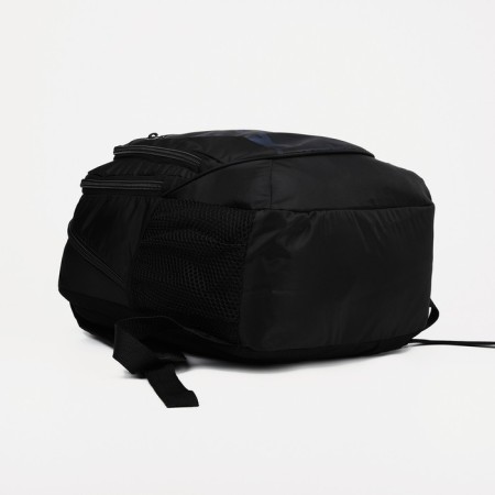 Male backpack with reflective elements, "saxi", 2 parts on zippers, 4 external pockets, black/blue color-4