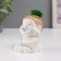 Concrete Kashpo "Buddha" 5.5x6.5x7 cm white with gold with moss (moss green stabilized)