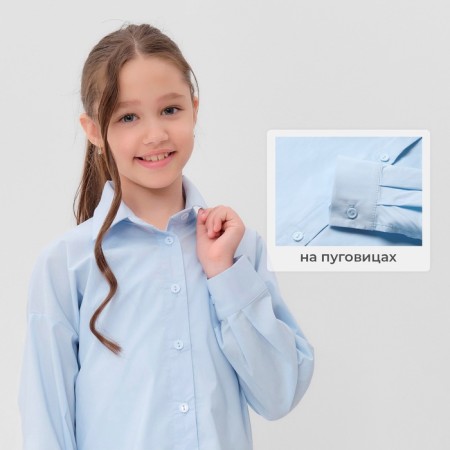 Shirt for girls minku color light blue, height 128 cm-2