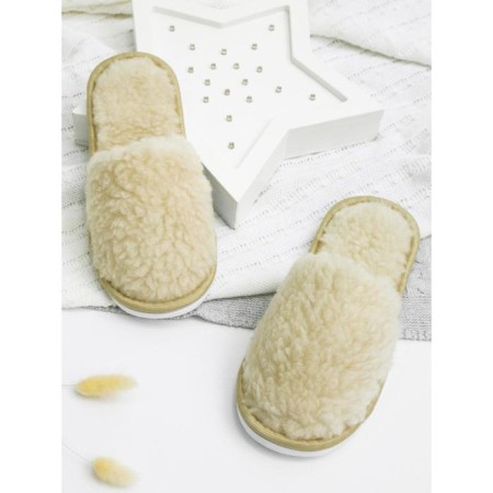 Slippers women closed nose, size 36-38, beige color