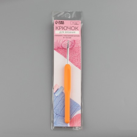 Knitting hook, with a plastic handle, d = 3.5 mm, 14 cm, color mix-5