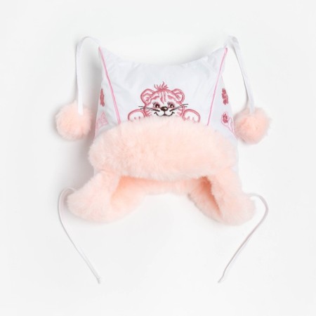 Hat for girls, white/light pink color, size 48-1