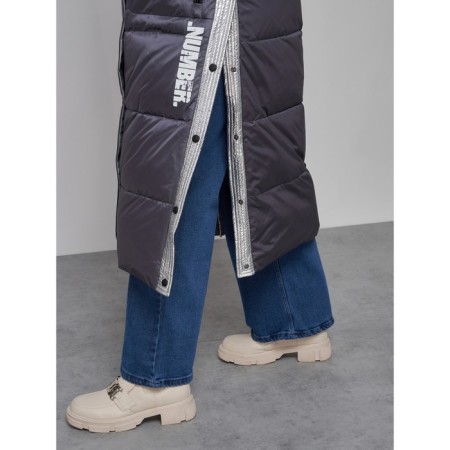 Coat insulated winter female, size 44, dark purple color-15