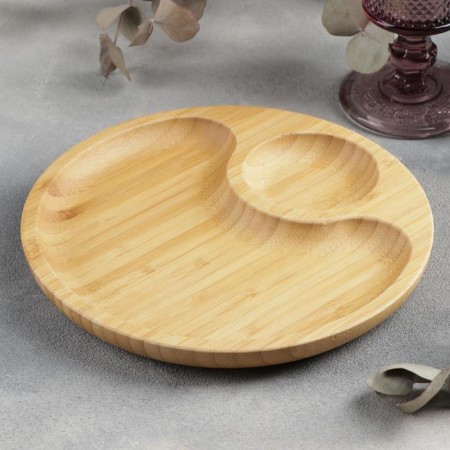 Serve dish, 2 sections, d = 20.5 cm, bamboo-1