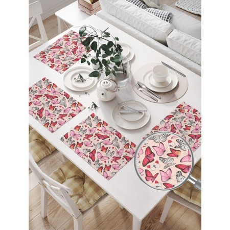 A set of napkins for setting the table "Spring butterflies", rectangular, size 32x46 cm, 4 pcs-1