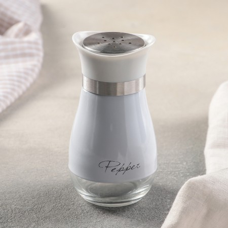 Glass Solonka "Shine", 5.5 × 5 × 11 cm, white color, inscription mix