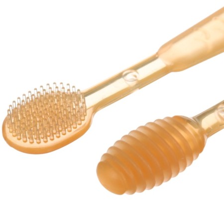 A set of teeth teething, childish, crumb, brush, massager for gums, from 3 months., Orange color.-13