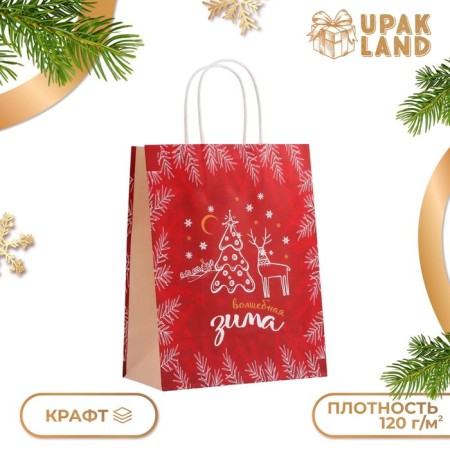New Year. Package Paper Gift New Year craft "Magic Winter" 27 x 21 x 11 cm.