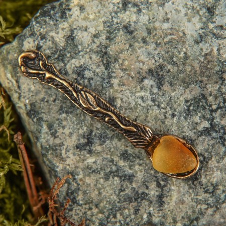 Koshelleka souvenir "Spoon of Zareklushka", with natural amber-4