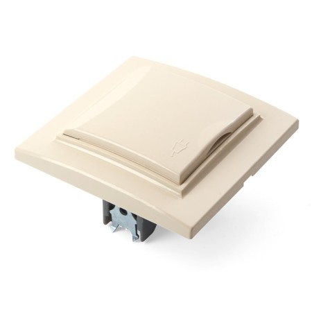 1-seater s/s outlet with a lid, Stekker series Erna, PST16-9012-02, ivory-2