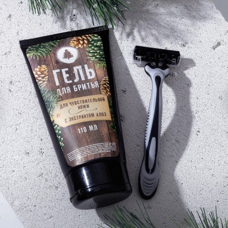 Gift set of cosmetics “Happy New Year!”, Shaving gel 110 ml and razor, Hard Line-4