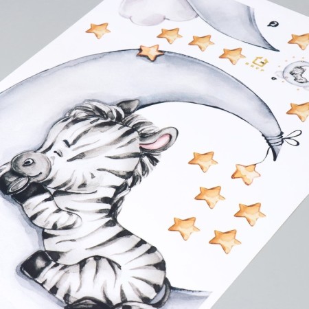 Stick plastic interior color "Baby zebra for a month" 40x60 cm-2