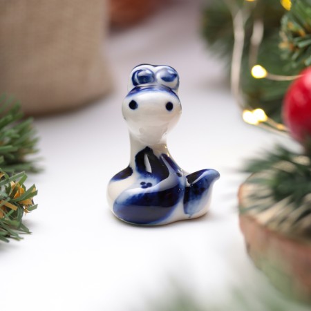 New Year. Souvenir symbol of the year 2025 "Snake button", Gzhel, 4 cm-1