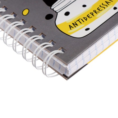 College - a notebook, a solid A5 cover, 96 sheets in a cage on the crest "Cat - Antipressant", a perforation for separation-1
