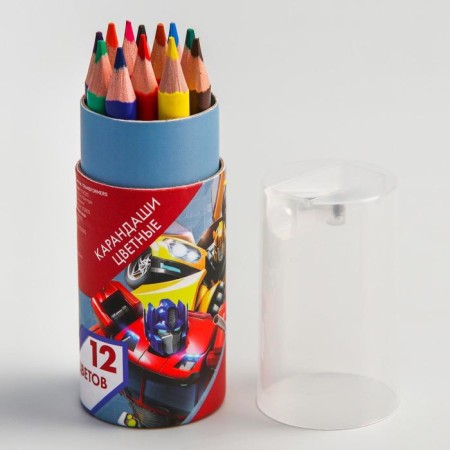 Colored pencils in a tube, 12 colors, trihedral, transformers-3