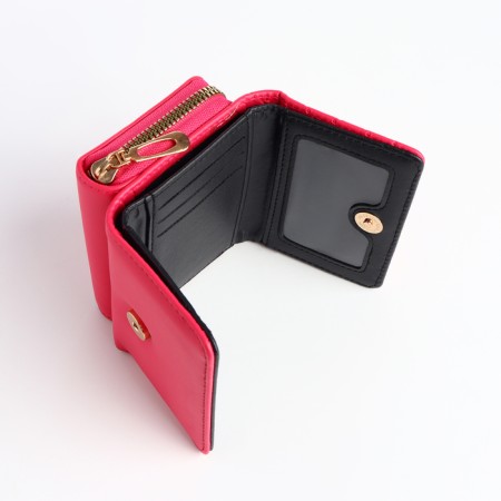 Women's wallet on the button, pink color-4
