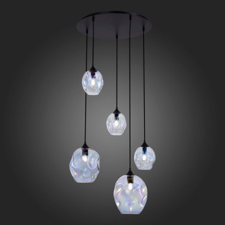 Suspended chandelier ST LUCE. SL1188.403.05. Idesia. 5x40 W, E14/E27, 67.5x67.5 cm, black color-2
