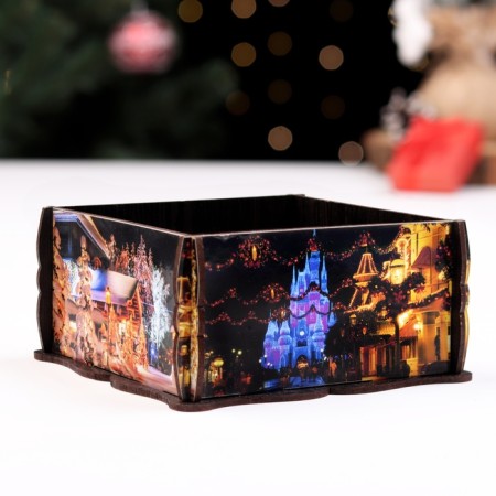 Napkin Square decorated city, 14x14x7.3 cm-1