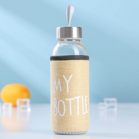 A glass bottle in a rattan case, 300 ml, h = 17 cm, mix color-2