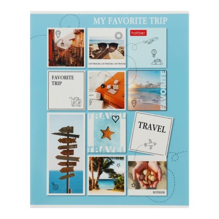 Notebook 80 sheets, ruler, "Travel", covered Cardboard, OFSET block 65g/m2, mix-3