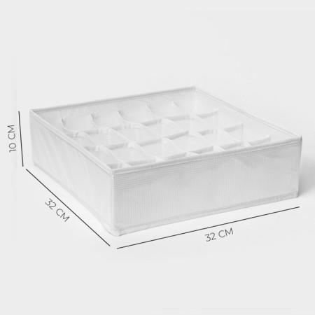 Organizer for storing linen LadOM, 24 cells, 32 × 32 × 10 cm, white color-2